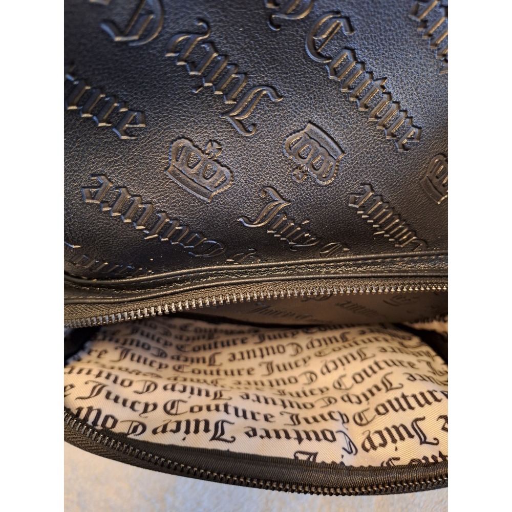Juicy Couture Black Embossed Gothic Logo Backpack with Coin Purse Accessory - Picture 4 of 8
